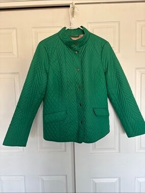 Talbots Emerald Green Quilted Snap-Front Jacket